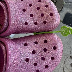 Pink Glitter Crocs